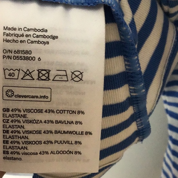 H&M > Blue Striped Long Sleeve Top Small - Picture 7 of 8